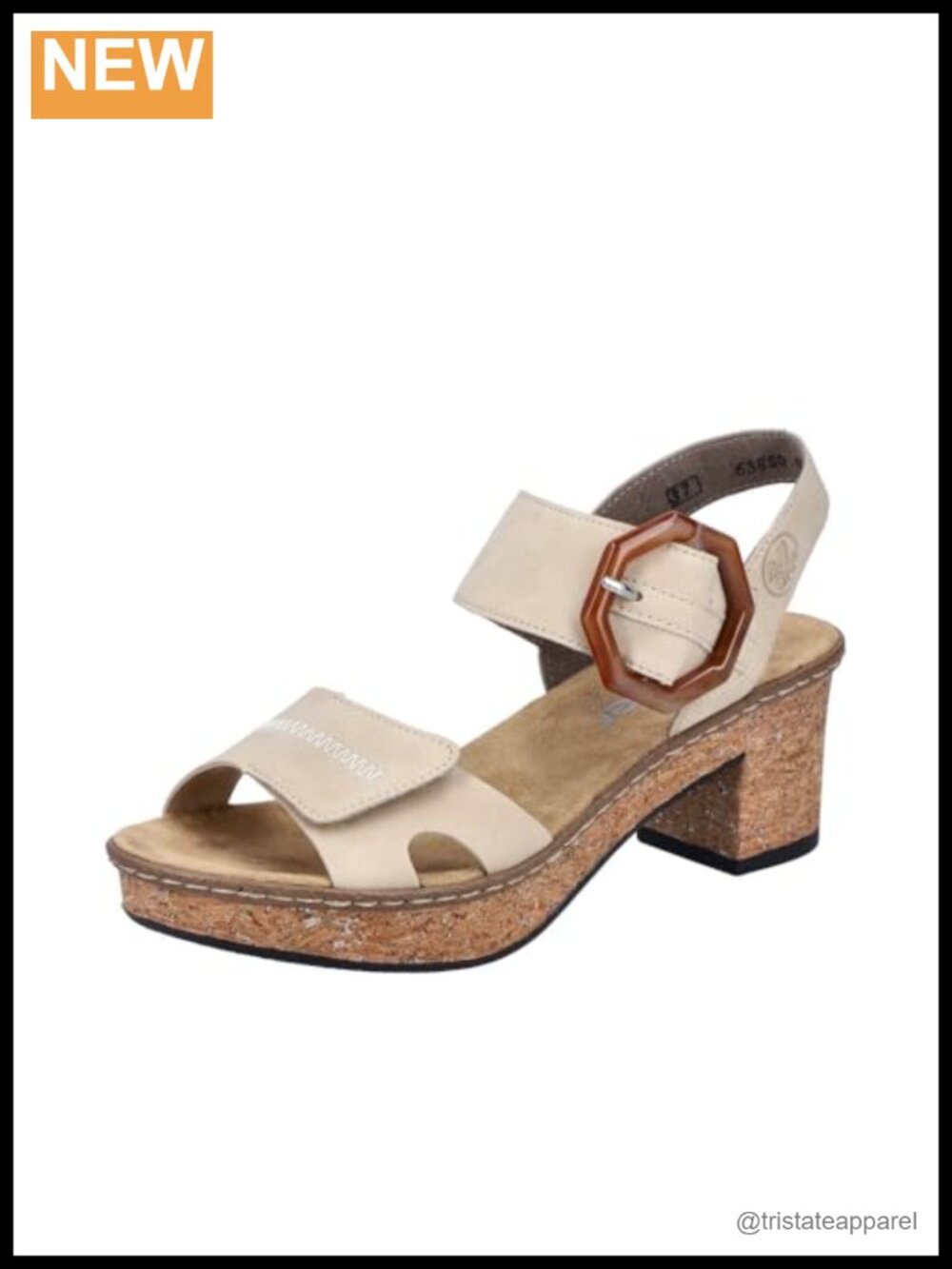 Rieker Womens Slingback Block Heel Sandals Faux Leather Comfort 2.4"